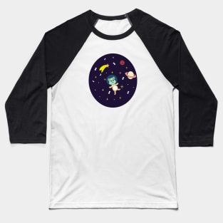 Kawaii astronaut dog in space with planets stars and bones Baseball T-Shirt